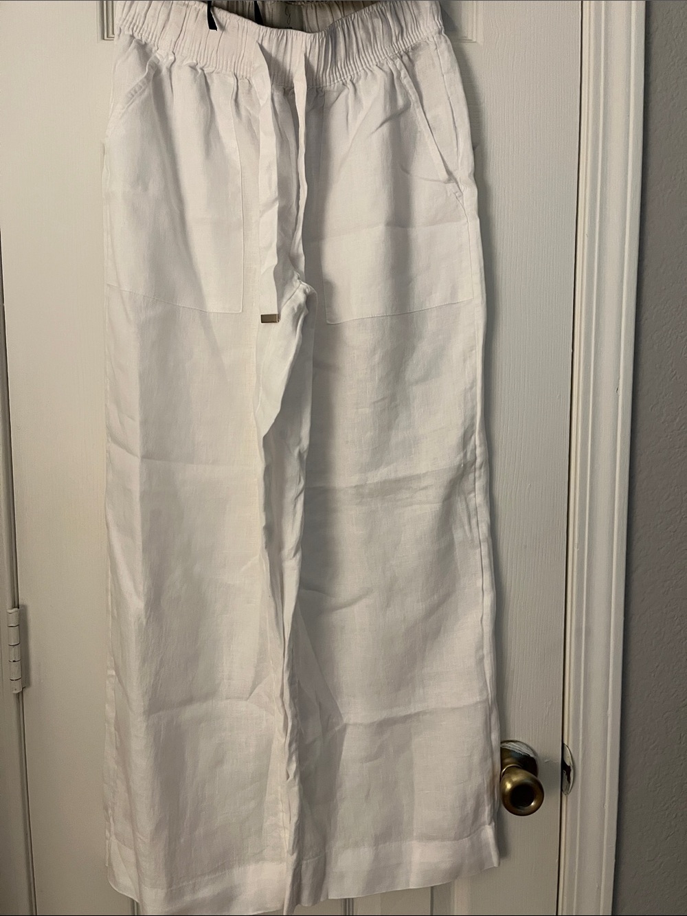 Joie White Straight-Leg Linen Pants